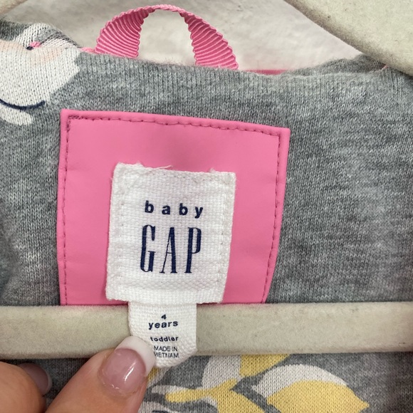 SOLD     Baby Gap • Pink Floral Jersey Lined Hooded Rain Coat - Picture 9 of 16